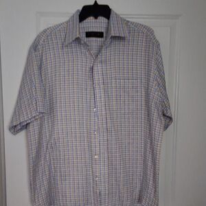 Bass Men's Blue and Yellow Checkered Button-Down Shirt